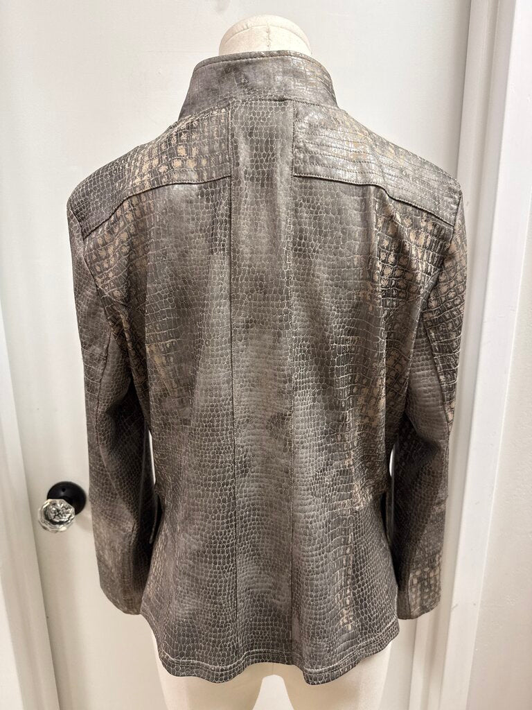 Clara Sun Woo Beige Print Moto Jacket