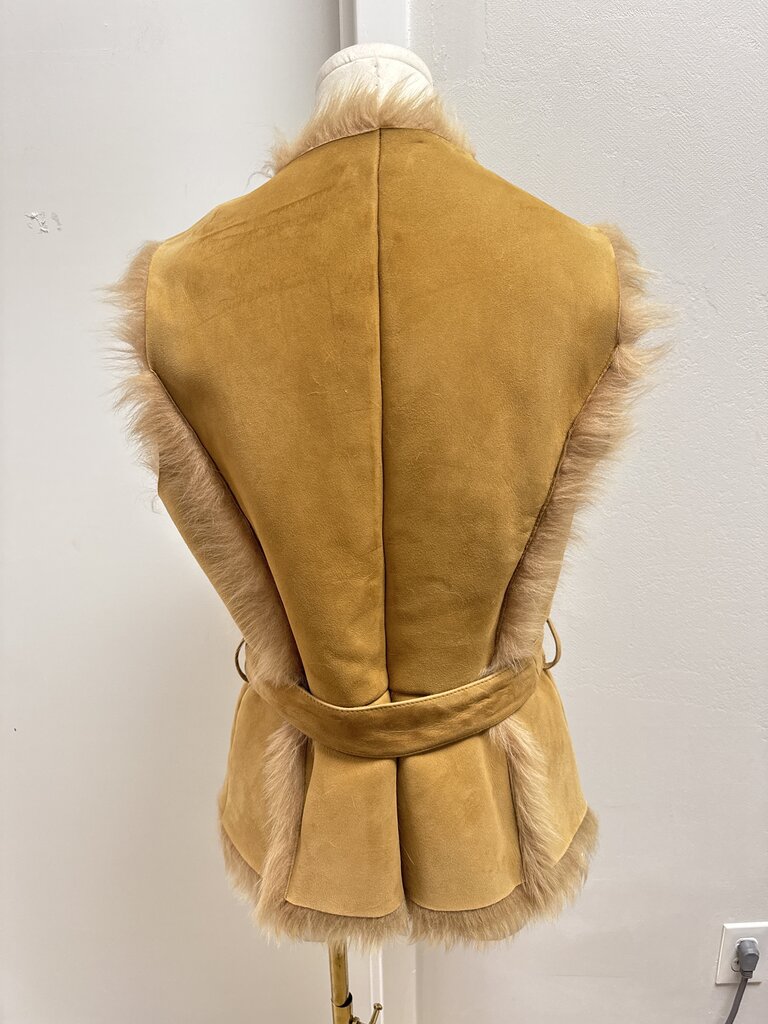 Katherine Kelly Tan Shearling and Lamb Fur Vest
