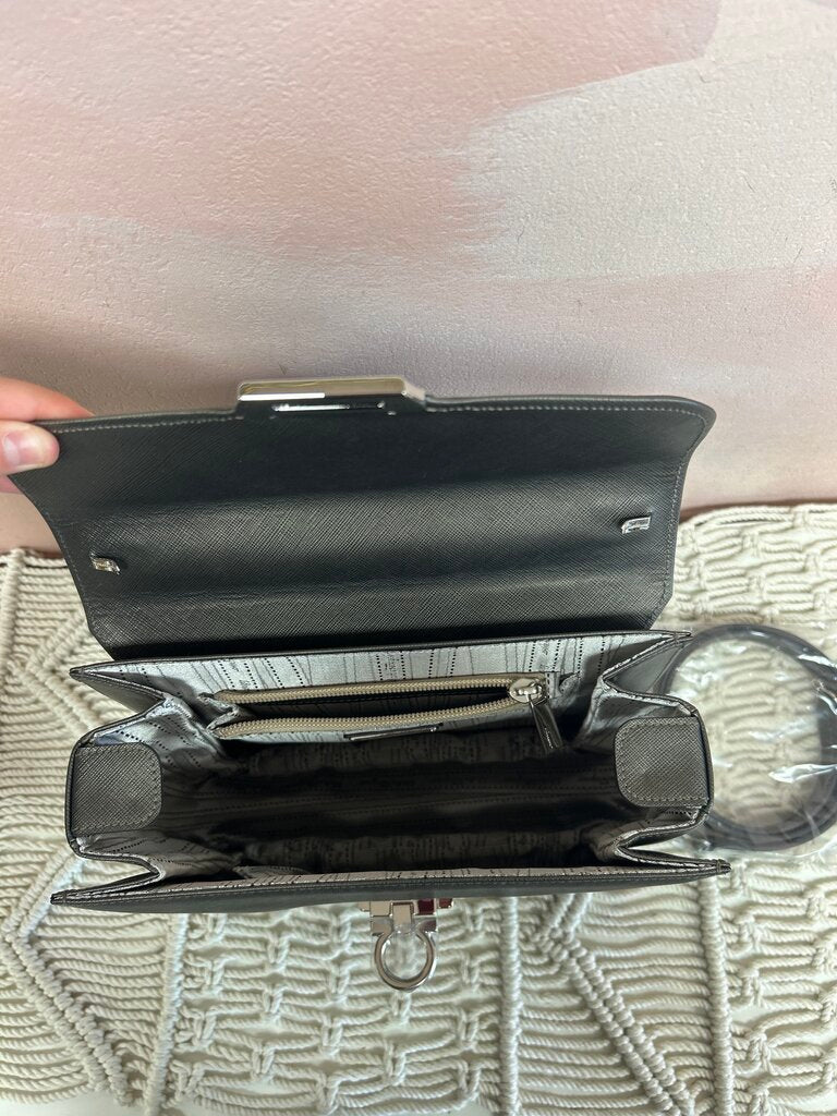 Ferragamo Pewter Iconic Top Handle Satchel w/Dustbag