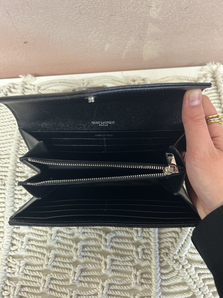 YSL Black Cassandre Matelasse Large Flap Wallet w/Box