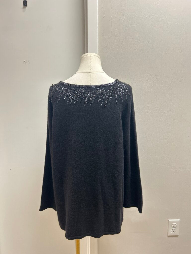 Saks Fifth Ave Black Embellished Cashmere Sweater NWT