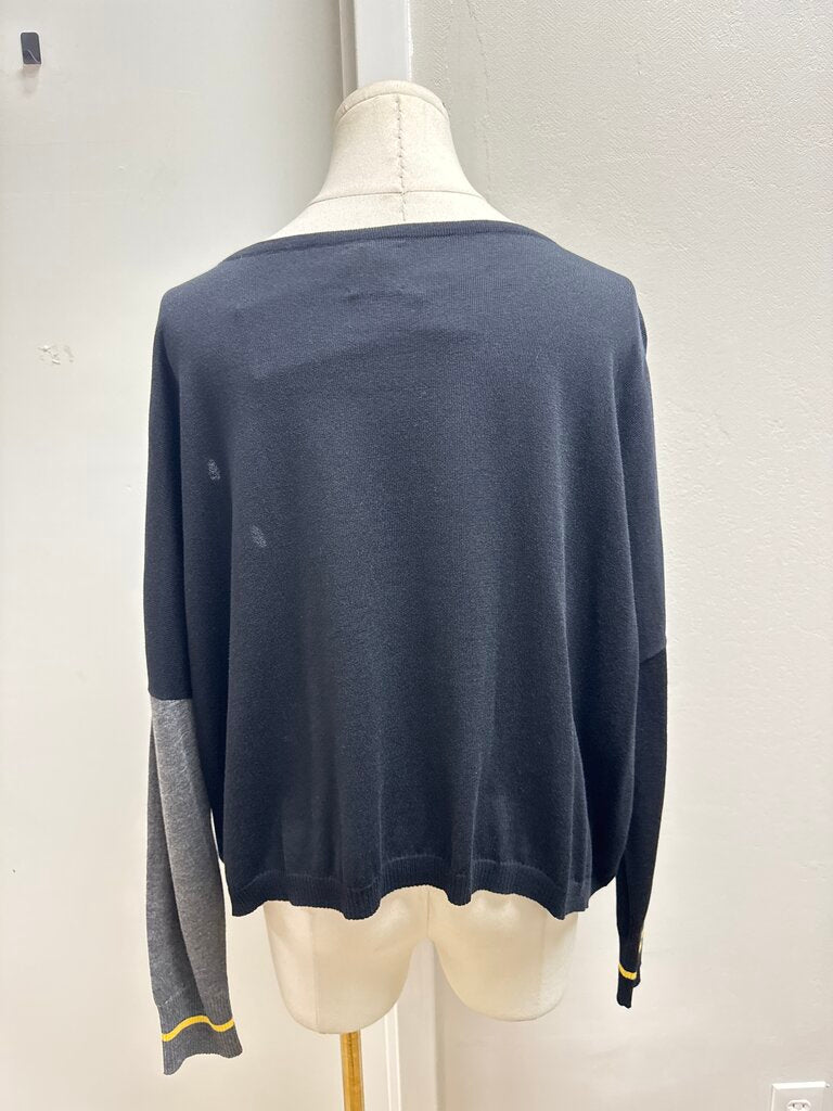 Planet Grey Colorblock Distressed Sweater NWT