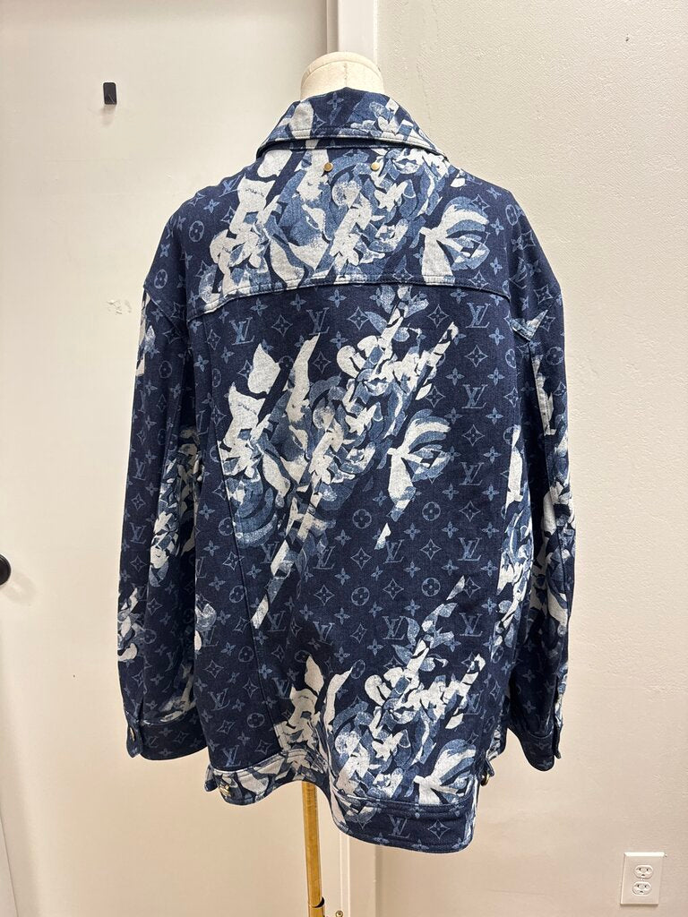 Louis Vuitton Blue Denim Floral Trucker Jacket
