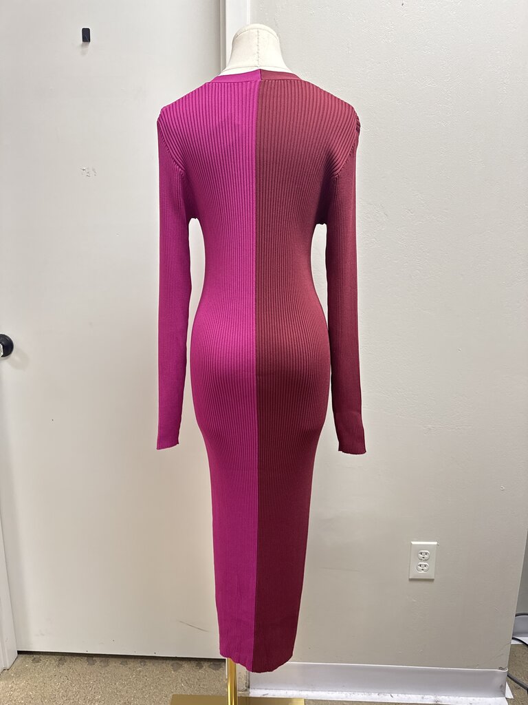 Staud Maroon/Fuchsia Ribbed Dress