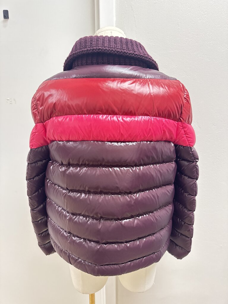 Moncler Maroon Chevron Puffer Coat