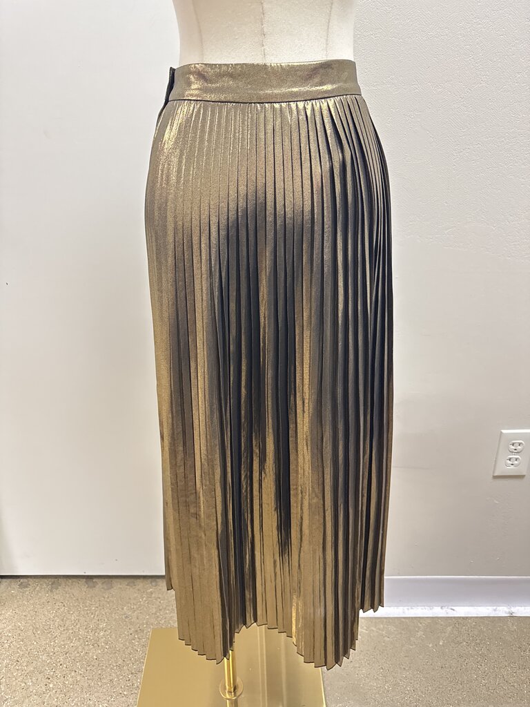 Elizabeth and James Gold Lame Pleated Skirt