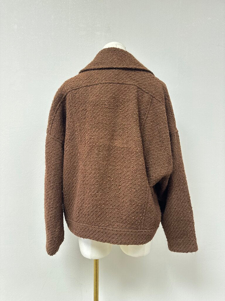 Moussy Brown Boucle Cropped Jacket