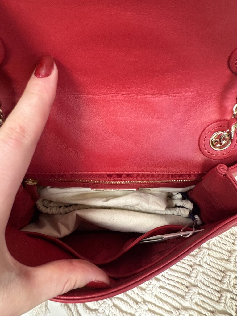 Tory Burch Red Quilted Flap Shoulder Bag w/Dustbag