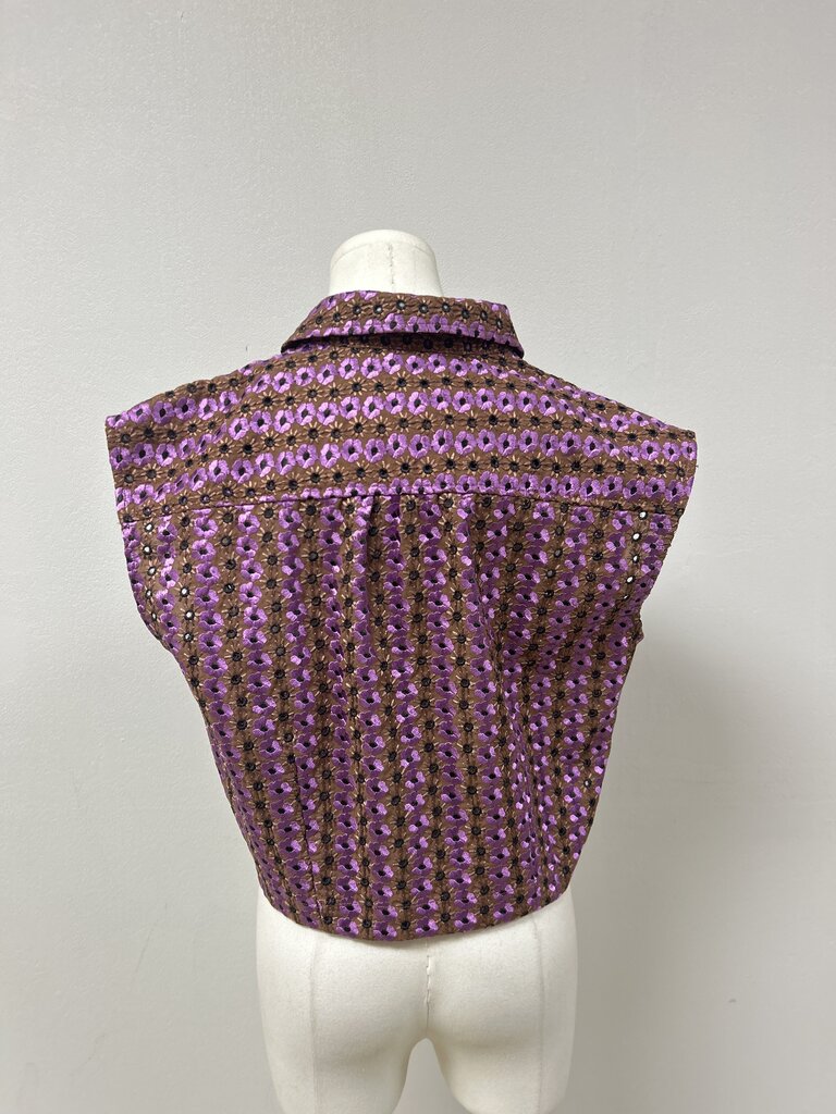 Maeve Purple and Brown Embroidered Top NWT