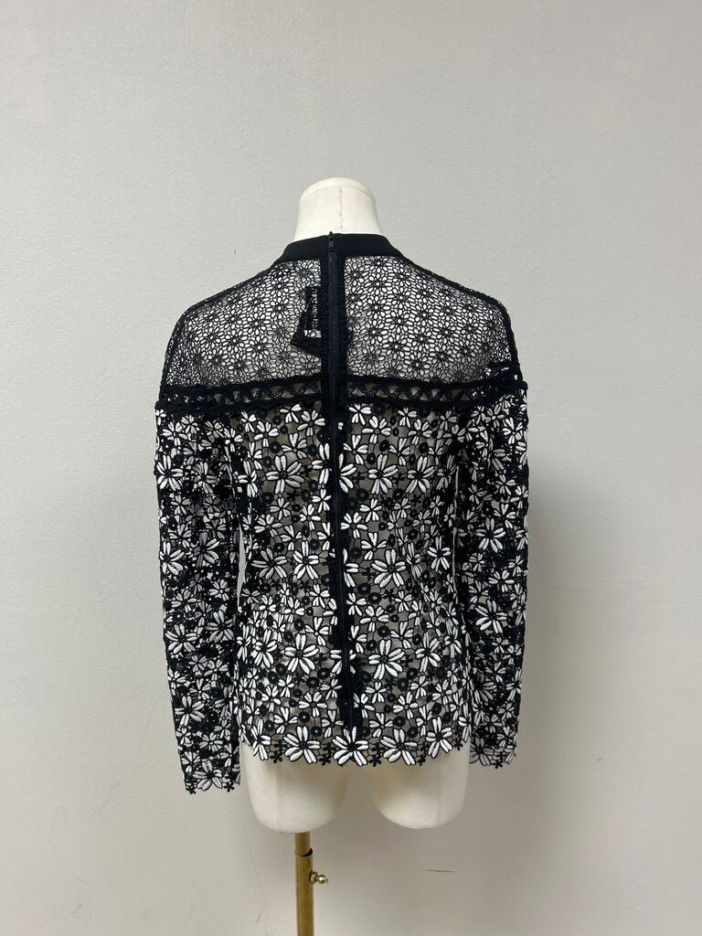 Self Portrait Black and White Lace Top