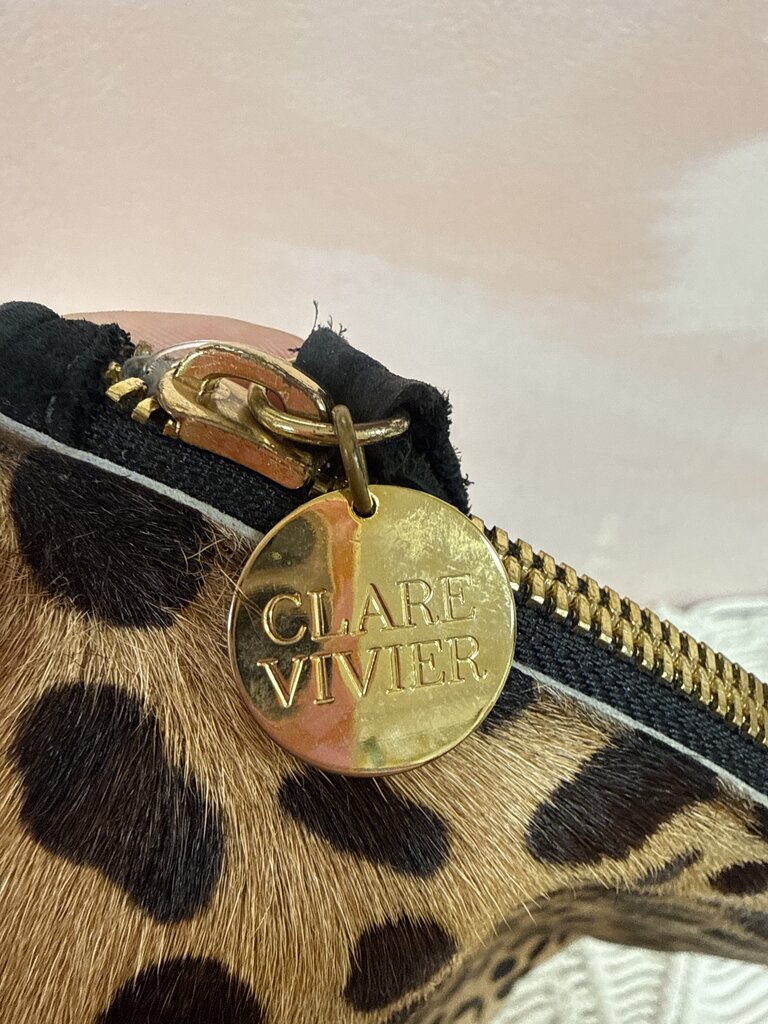 Clare V. Animal Calf Hair Fold Over Clutch w/Dustbag