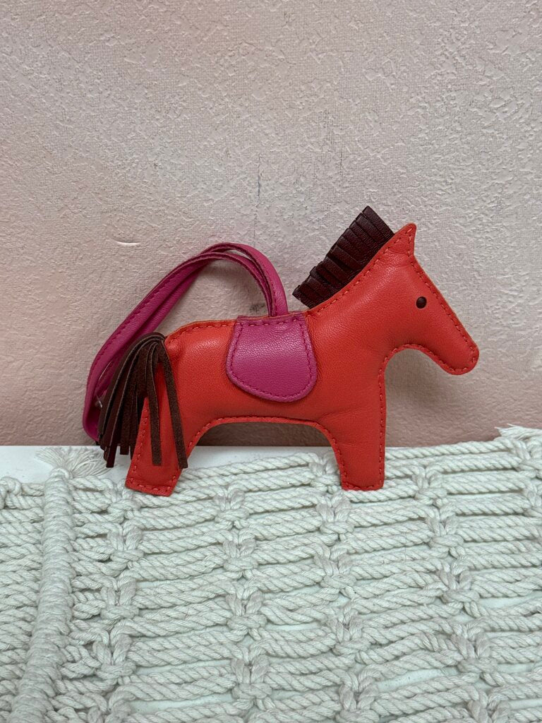 Hermes Red Lambskin Grigri Bag Charm