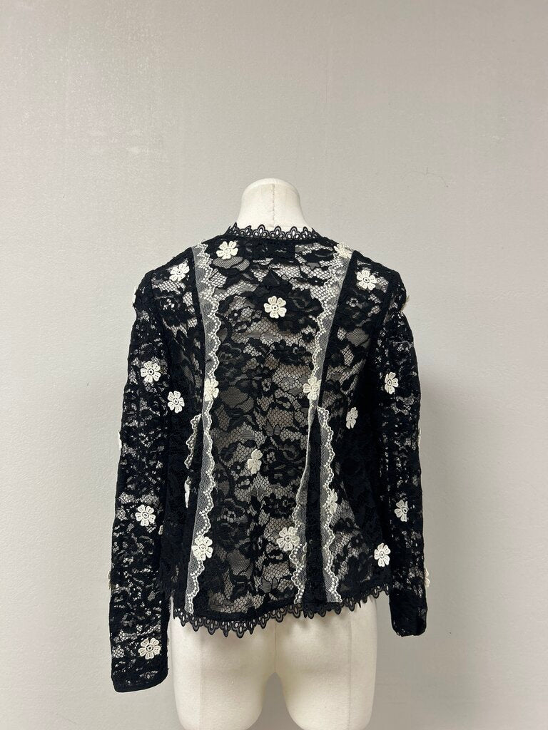 Alexis Black and White Lace Sheer Top