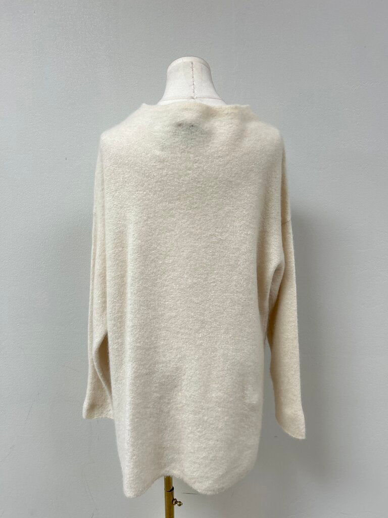 Eileen Fisher Cream Boat Neck Tunic Top