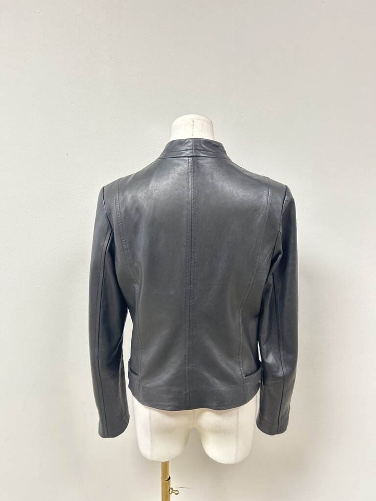Theory Black Leather Moto Jacket