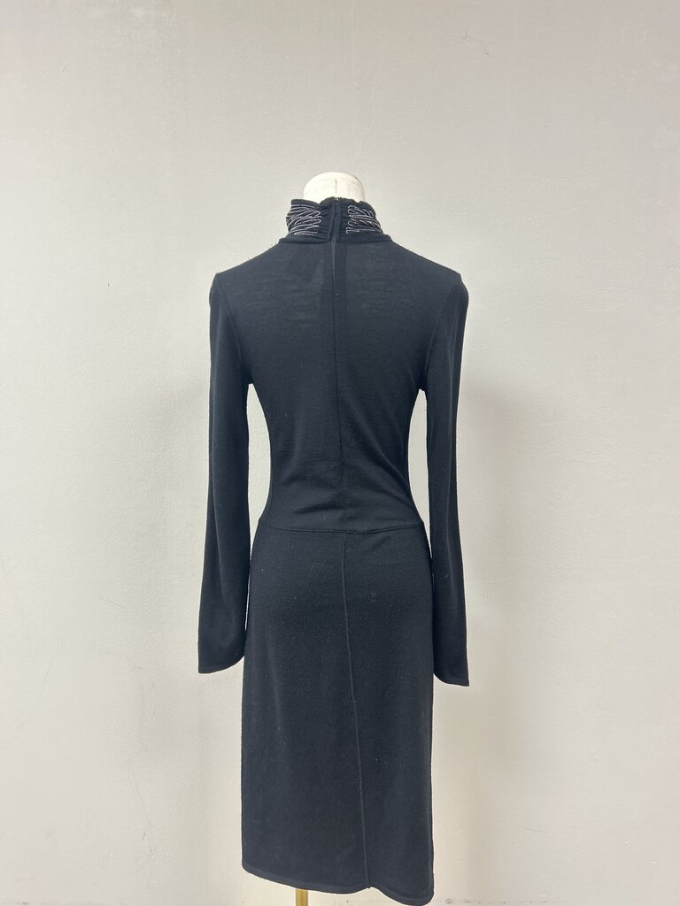 Armani Black Mock Neck Knit Dress