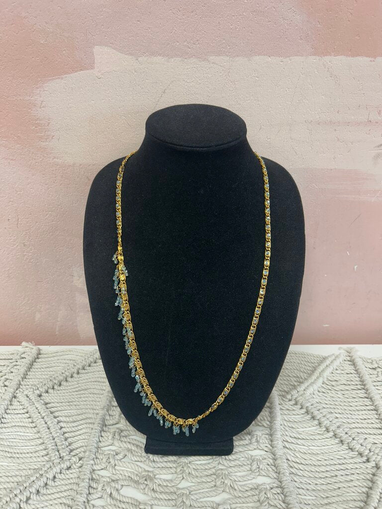 Chanel Vintage Gold Link and Blue Crystal Beaded Belt/Necklace '97 w/Box