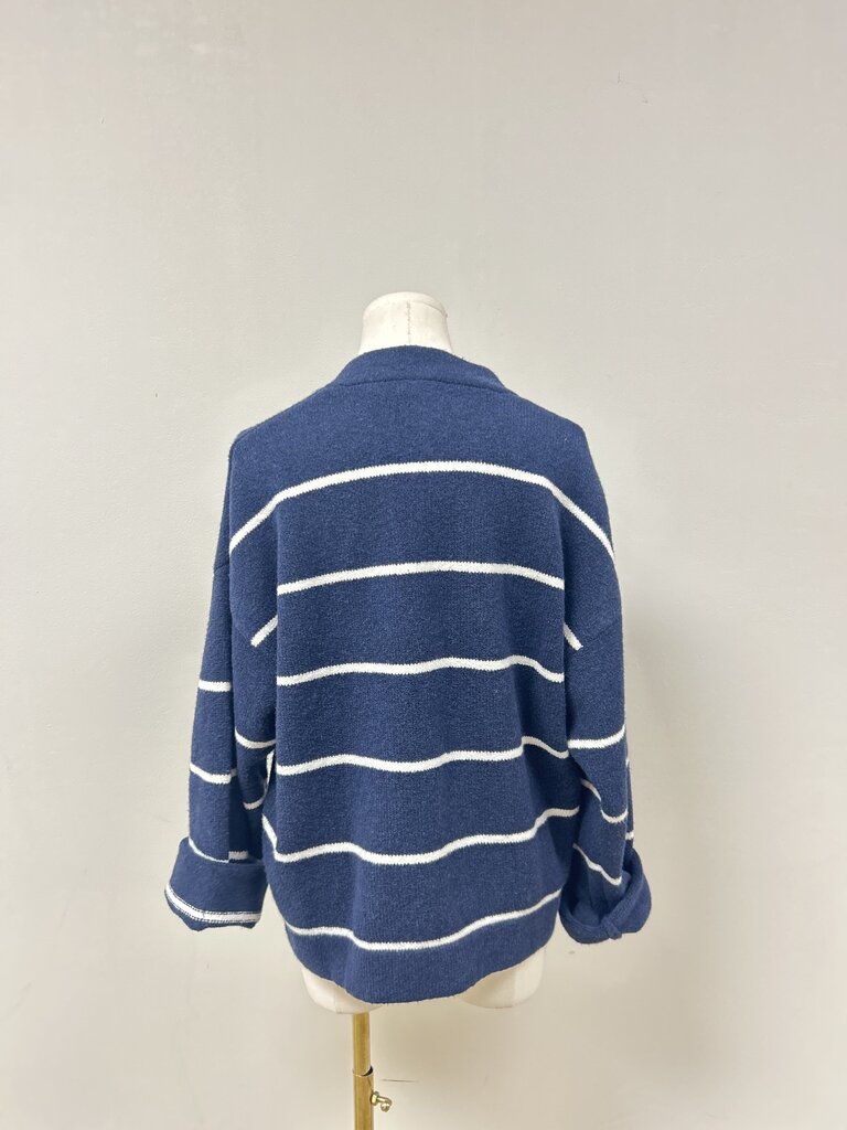 Faherty Blue Striped Cardigan