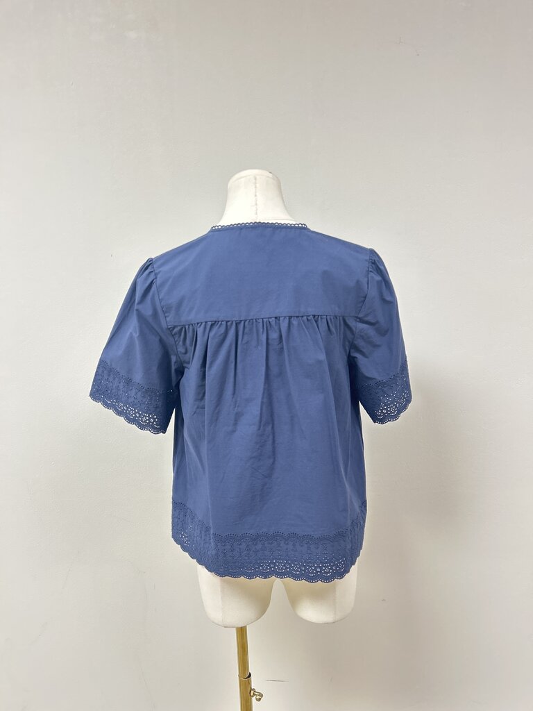 Evereve Navy Eyelet Top