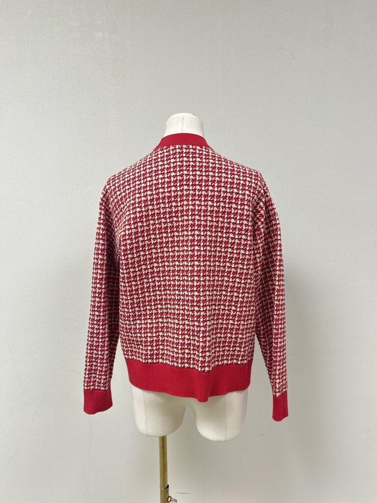 Sandro Red Houndstooth Cardigan