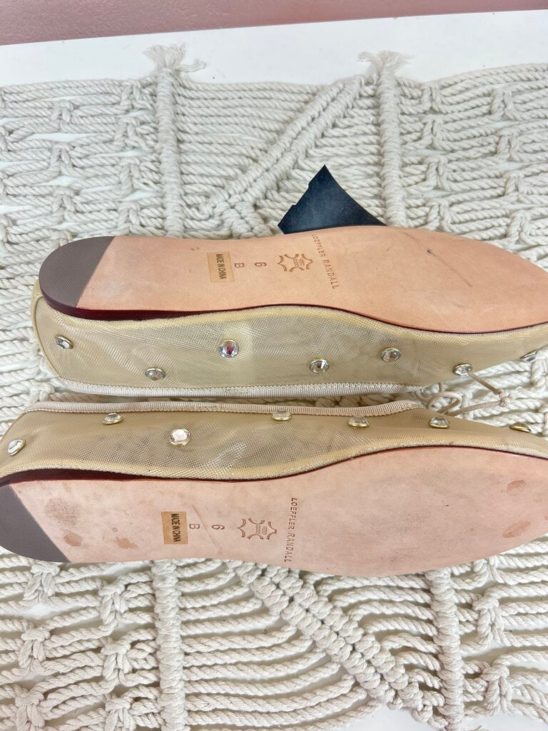 Loeffler Randal Cream Crystal Ballet Flat