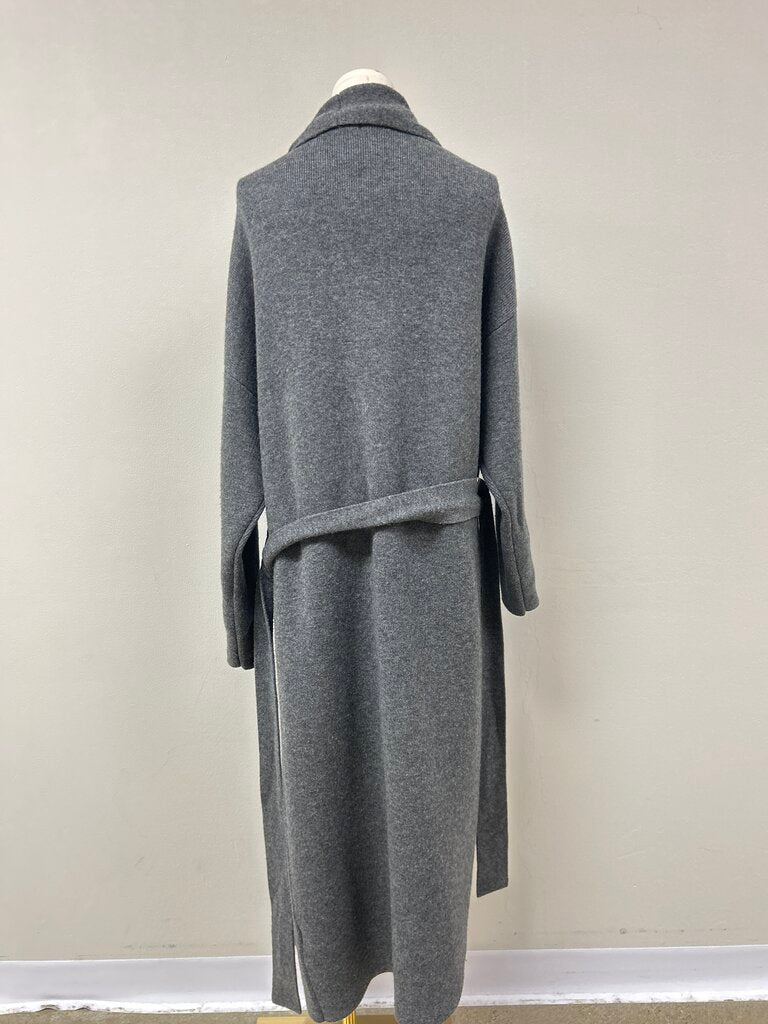 Naadam Charcoal Grey Belted Knit Coat