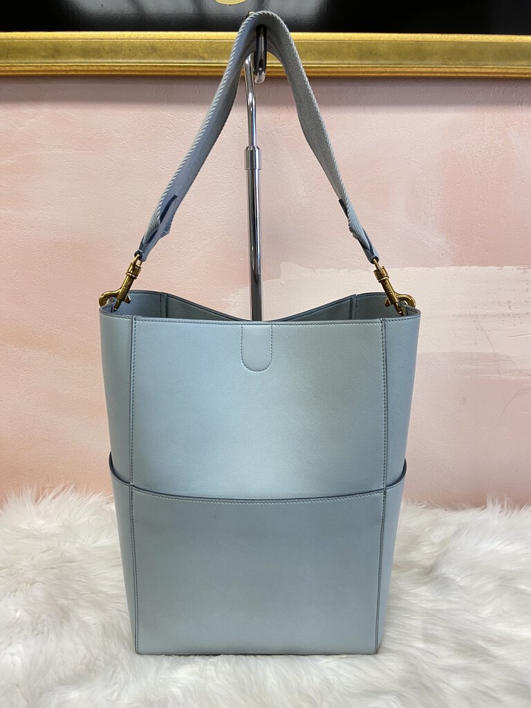 Celine Light Blue Leather Seau Sangle Bucket Bag w/Dust Bag