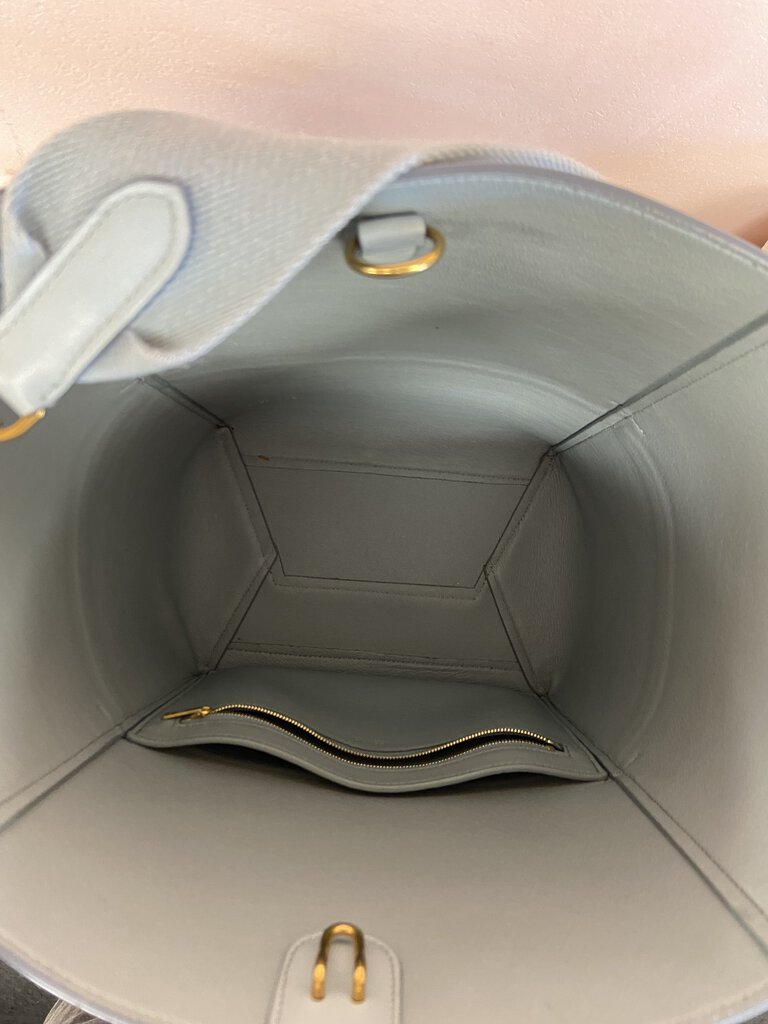 Celine Light Blue Leather Seau Sangle Bucket Bag w/Dust Bag