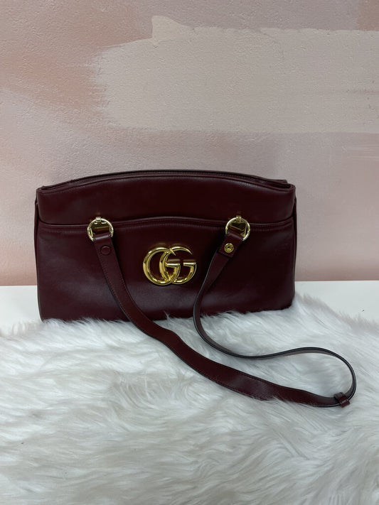 Gucci Maroon Leather GG Arli Shoulder Bag