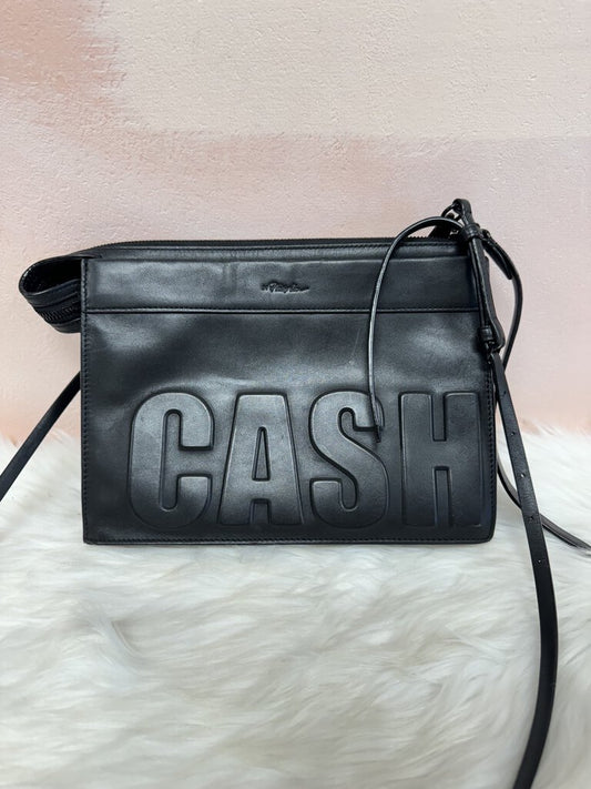 Phillip Lim Black Leather "Cash Only" Shoulder Bag