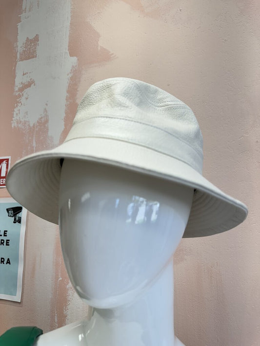 Clare V. Ivory Leather Bucket Hat