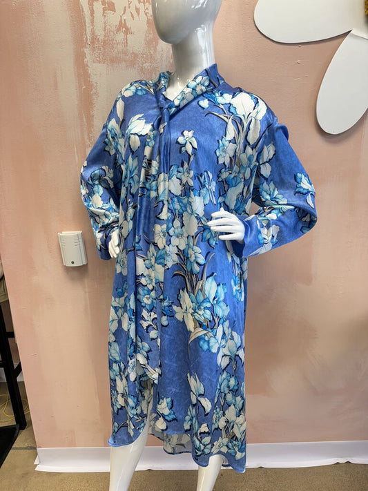 Balenciaga BLue Floral Silk Maxi Dress NWT