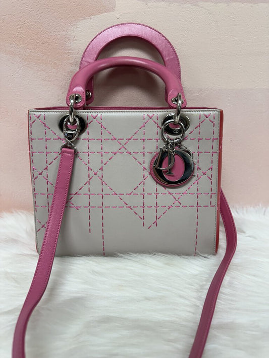 Dior Pink Lady Dior Cannage Stitched Cannage Shoulder Bag