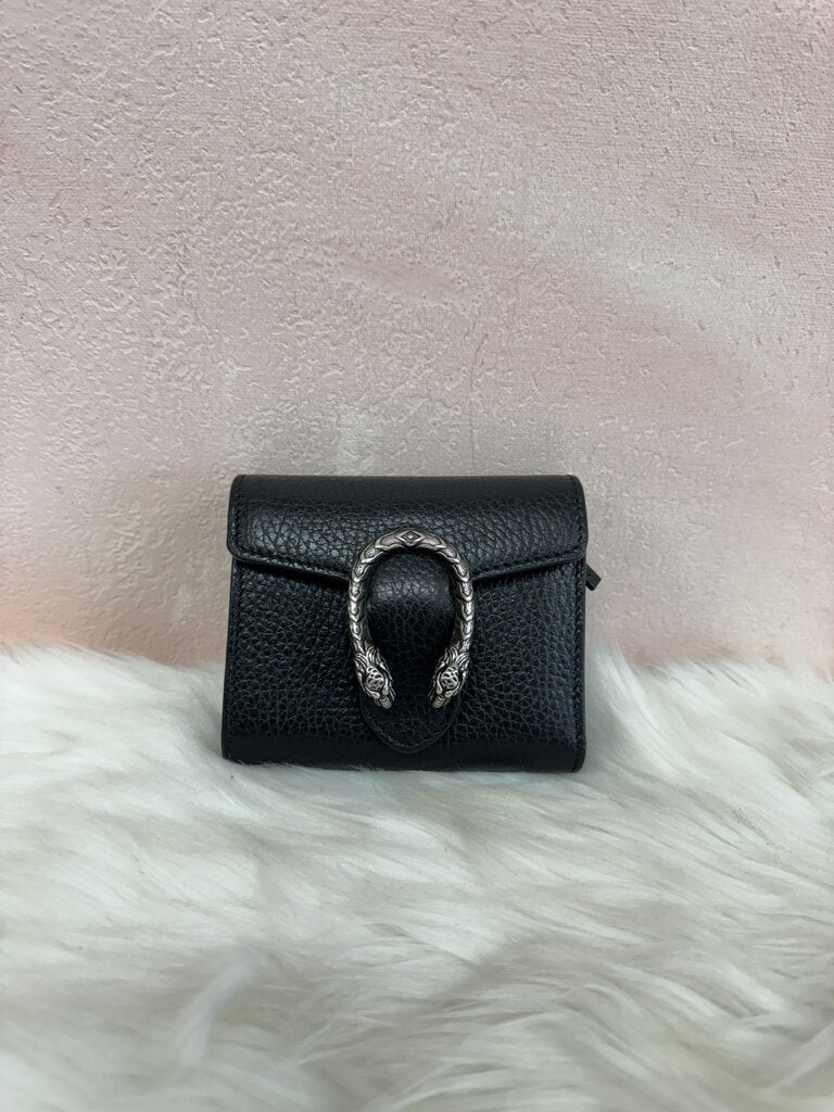 Gucci Black Leather Dionysus Compact Wallet