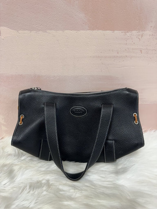 Tod's Black Leather Top Handle Shoulder Bag