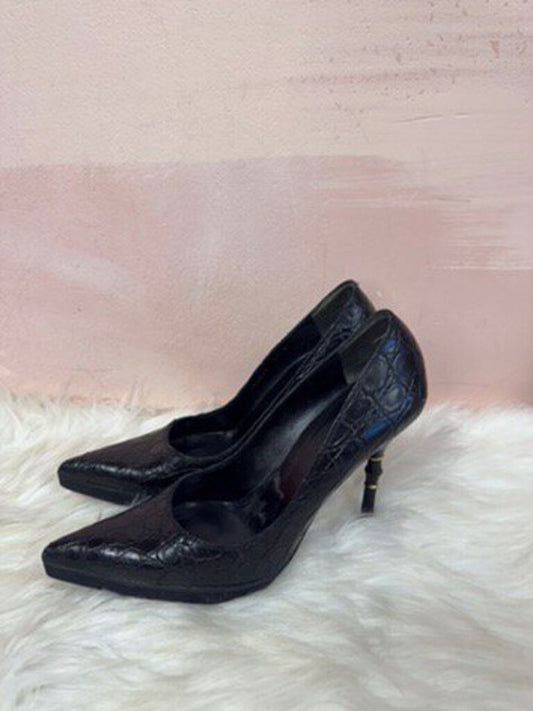 Gucci Black Embossed Vintage Pump