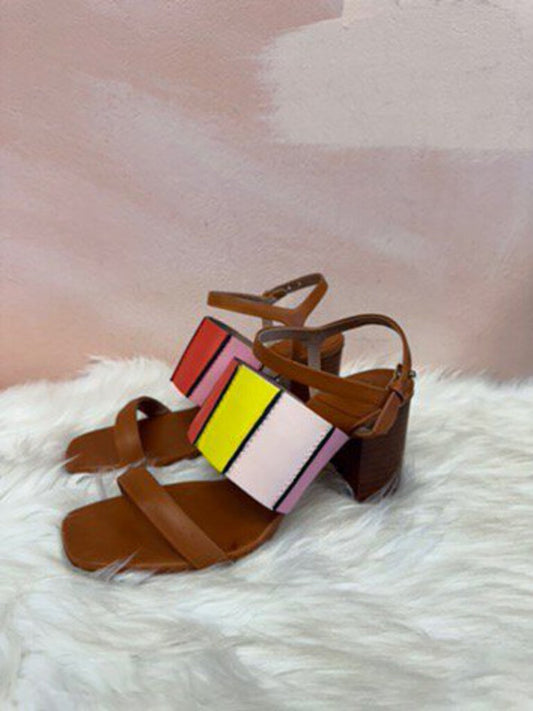 Paul Smith Multi Leather Ankle Strap Block Heel Sandal