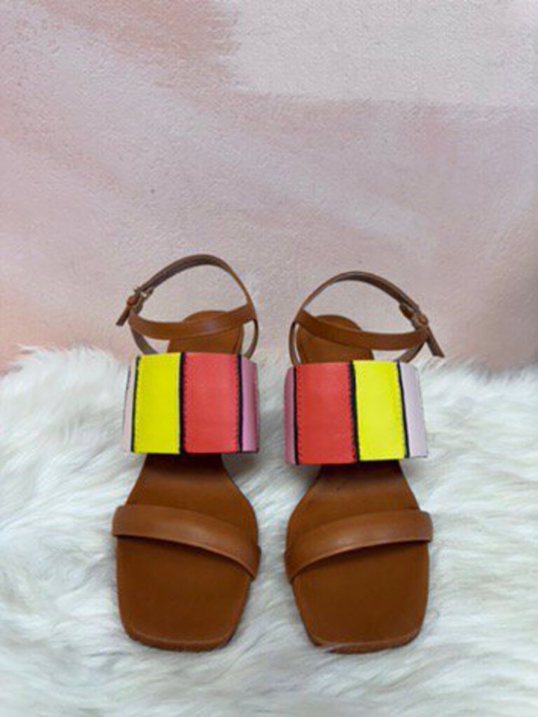 Paul Smith Multi Leather Ankle Strap Block Heel Sandal