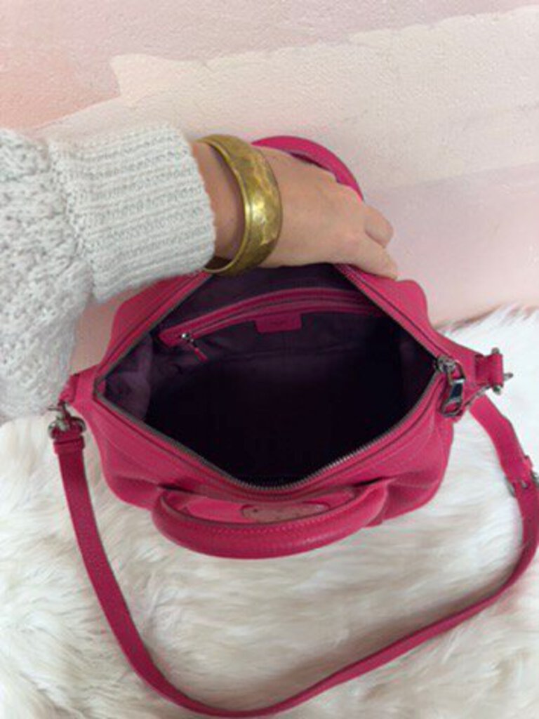 Loewe Pink Ostrich Trimmed May 35 Shoulder Bag