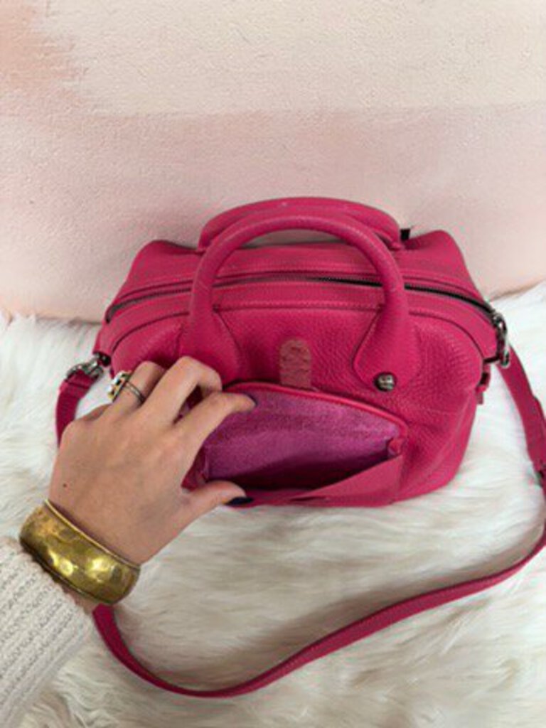 Loewe Pink Ostrich Trimmed May 35 Shoulder Bag