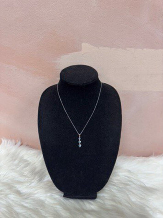 Blue Topaz and Diamond Drop Pendant Necklace