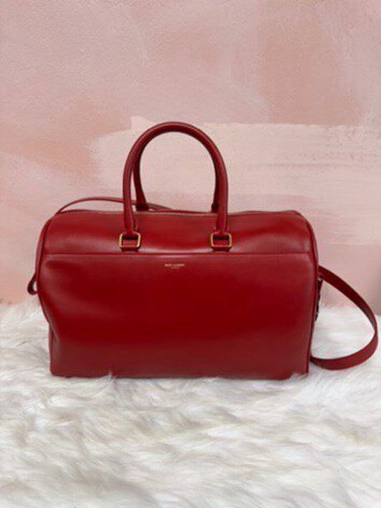 Saint Laurent Red Leather Classic Large Duffle