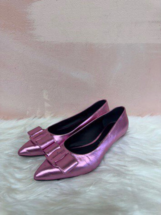 Ferragamo Metallic Viva Bow Ballet Flat