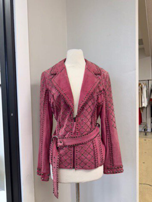 Double D Ranch Mauve Suede Studded Belted Jacket