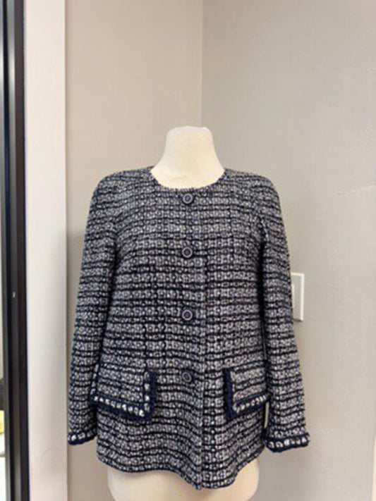 Chanel Black and Silver Tweed Cropped Lady Jacket