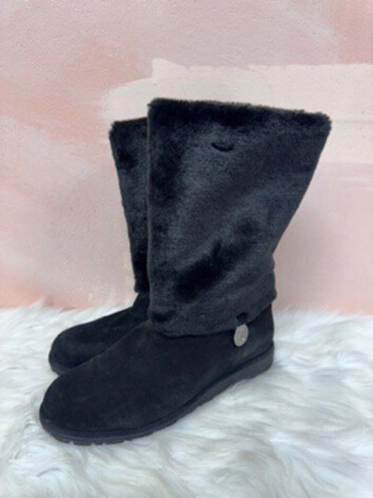 Stuart Weitzman Suede & Faux Fur Flat Pull On Boot