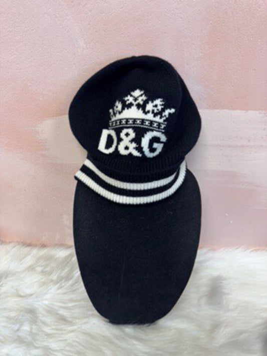 Dolce &Gabbana Black/White Cashmere Logo Knit Beanie