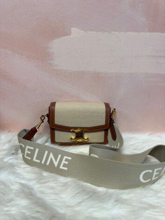 Celine Canvas Triomphe Teen With Wool Celine Jacquard Strap (In Store Bag $3650 and Strap $540)