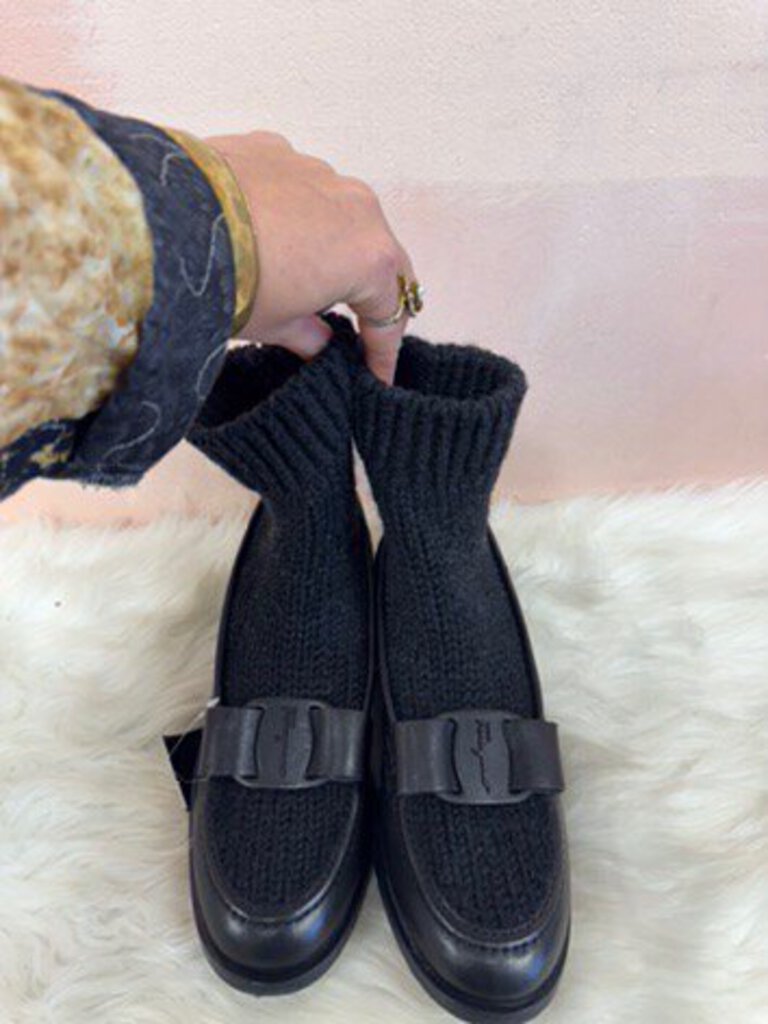 Ferragamo Black Sock Loafer