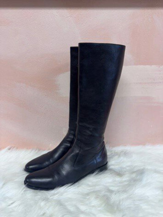 Prada Black Leather Tall Riding Boot